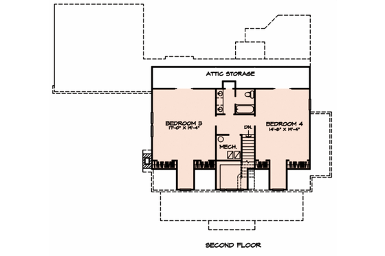 Floor Plan - Upper Floor for Country House Plan #140-117 - 4 bed, 3.5 bath