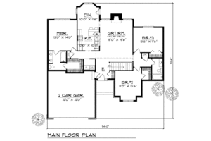 Floor Plan - Main Floor for Traditional House Plan #70-156 - 3 bed, 2 bath