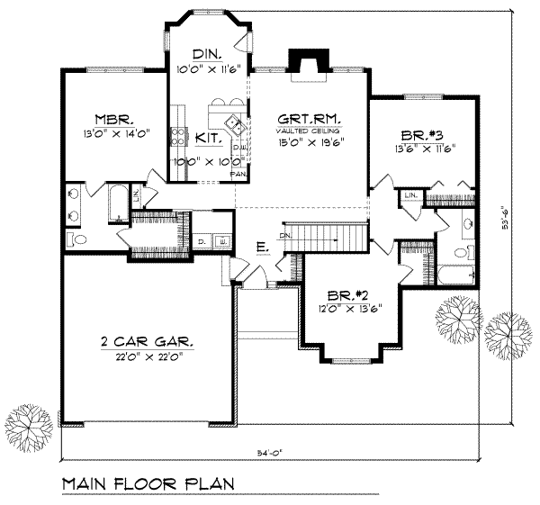 Traditional Floor Plan - Main Floor Plan #70-156