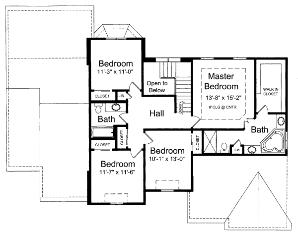 Dream House Plan - Traditional Floor Plan - Upper Floor Plan #46-414