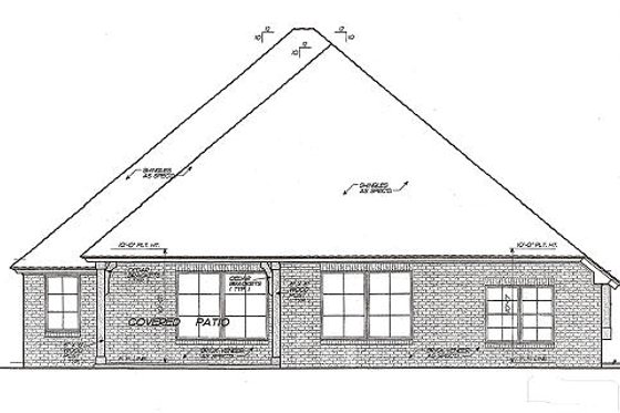 Exterior - Rear Elevation for European House Plan #310-978 - 3 bed, 2.5 bath