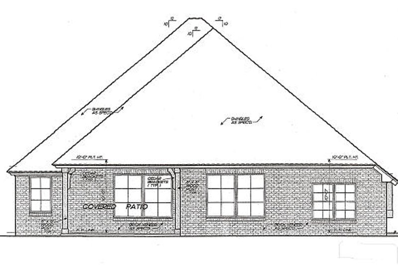House Blueprint - Exterior - Rear Elevation for European House Plan #310-978 - 3 bed, 2.5 bath