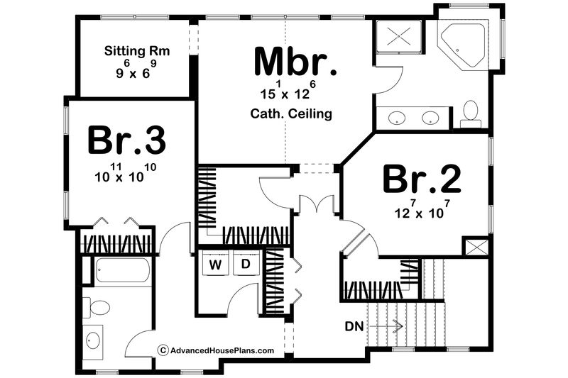 Architectural House Design - Floor Plan - Upper Floor for European House Plan #455-177 - 3 bed, 2.5 bath