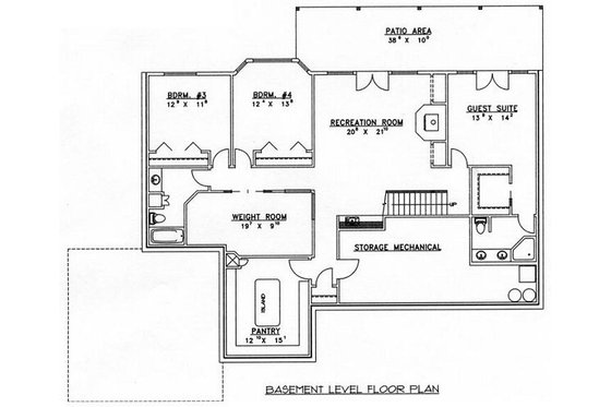 Floor Plan - Lower Floor for Modern House Plan #117-531 - 5 bed, 4 bath