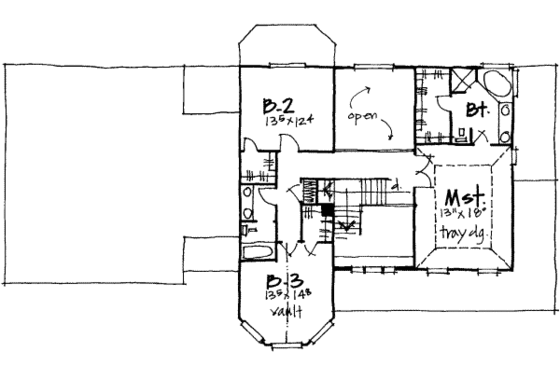 Floor Plan - Upper Floor for Traditional House Plan #308-181 - 4 bed, 2.5 bath