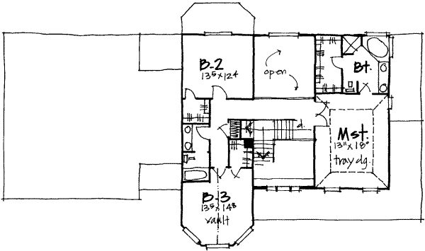 Traditional Floor Plan - Upper Floor Plan #308-181