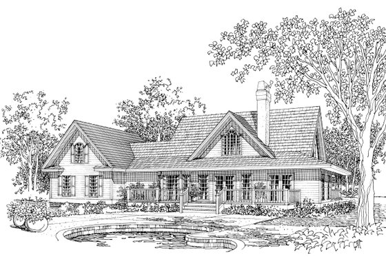 Exterior - Front Elevation 4 for Country House Plan #929-15 - 3 bed, 2.5 bath