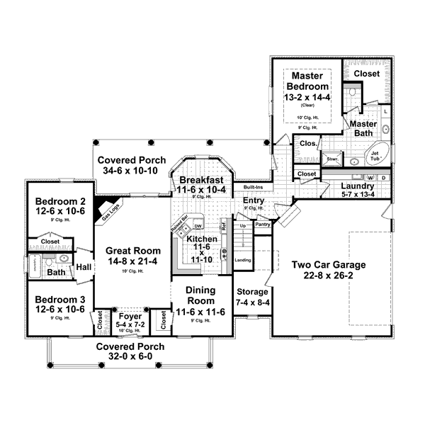 House Blueprint - European Floor Plan - Main Floor Plan #21-310