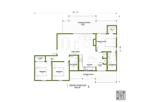 Floor Plan - Main Floor for Adobe / Southwestern House Plan #1106-15 - 3 bed, 2 bath