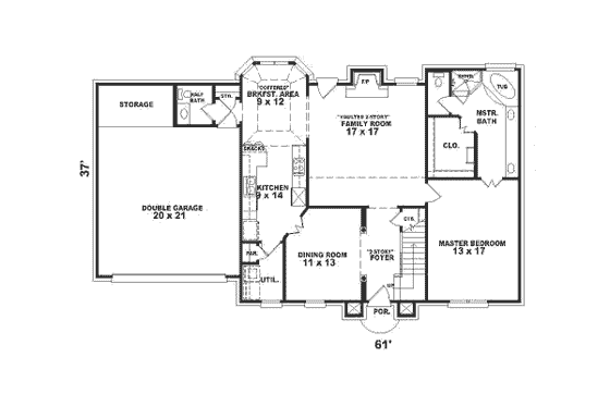Floor Plan - Main Floor for Southern House Plan #81-210 - 4 bed, 2.5 bath