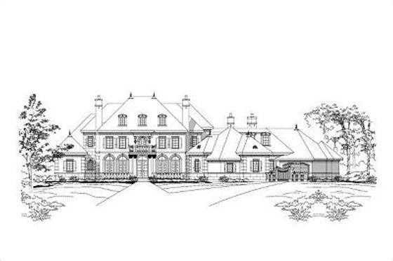 Exterior - Front Elevation for European House Plan #411-396 - 4 bed, 4.5 bath