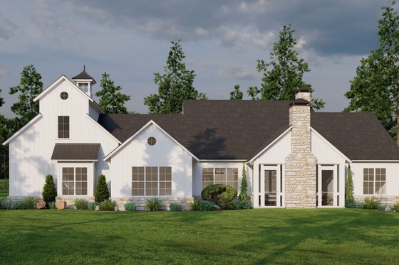Exterior - Rear Elevation for Farmhouse House Plan #923-350 - 4 bed, 3.5 bath