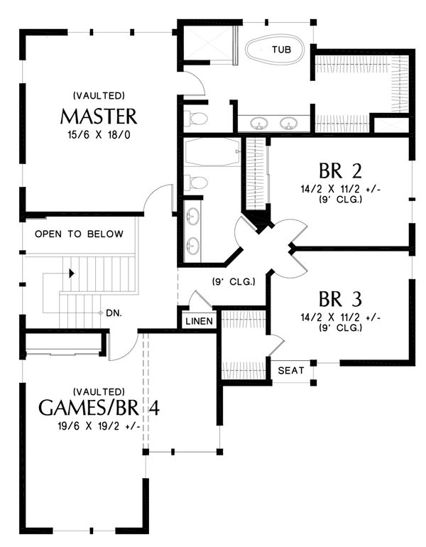 Home Plan - Contemporary Floor Plan - Upper Floor Plan #48-676