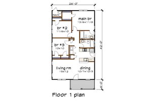 Floor Plan - Main Floor for Bungalow House Plan #79-116 - 3 bed, 2 bath
