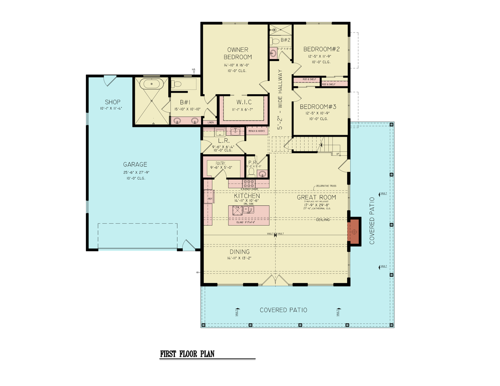 Floor Plan - Main Floor for Farmhouse House Plan #54-687 - 3 bed, 2.5 bath