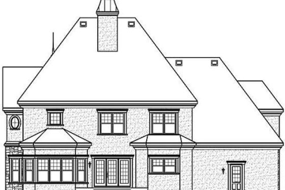 Exterior - Rear Elevation for European House Plan #23-412 - 4 bed, 3.5 bath