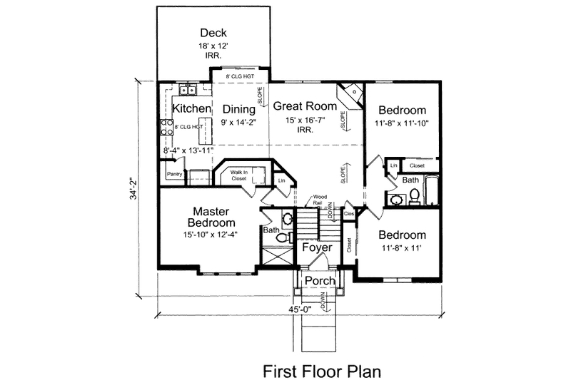 Home Plan - Floor Plan - Main Floor for Craftsman House Plan #46-501 - 3 bed, 2 bath