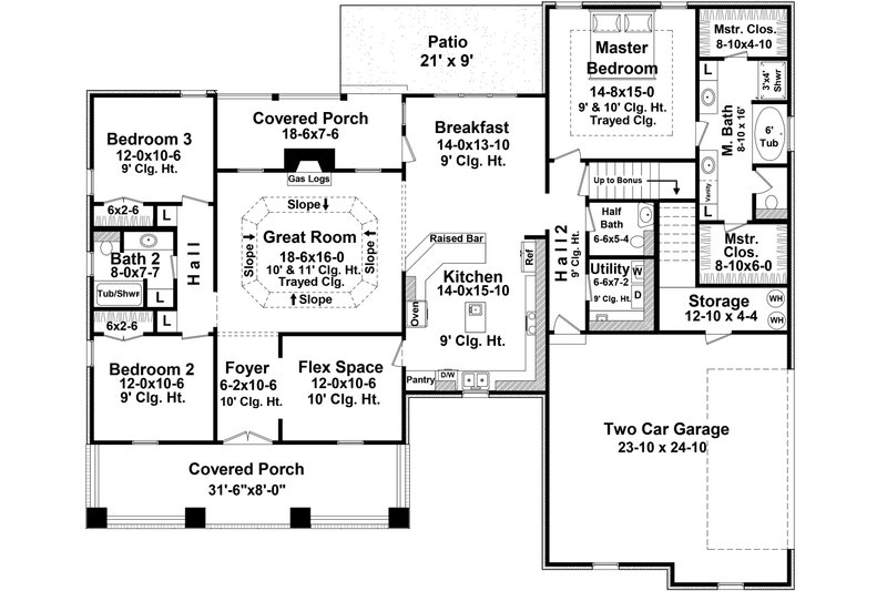 Architectural House Design - Floor Plan - Main Floor for Traditional House Plan #21-347 - 3 bed, 2.5 bath