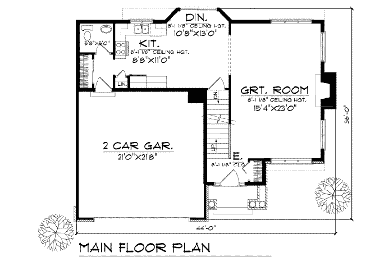 House Plan Design - Floor Plan - Main Floor for Traditional House Plan #70-147 - 3 bed, 2.5 bath
