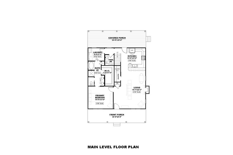 Architectural House Design - Floor Plan - Main Floor for Farmhouse House Plan #1117-19 - 3 bed, 2.5 bath