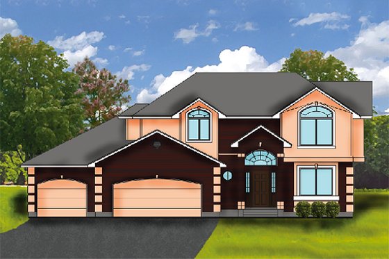 Exterior - Front Elevation 3 for Traditional House Plan #308-124 - 4 bed, 2.5 bath