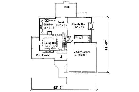 Floor Plan - Main Floor for Traditional House Plan #75-138 - 3 bed, 2.5 bath