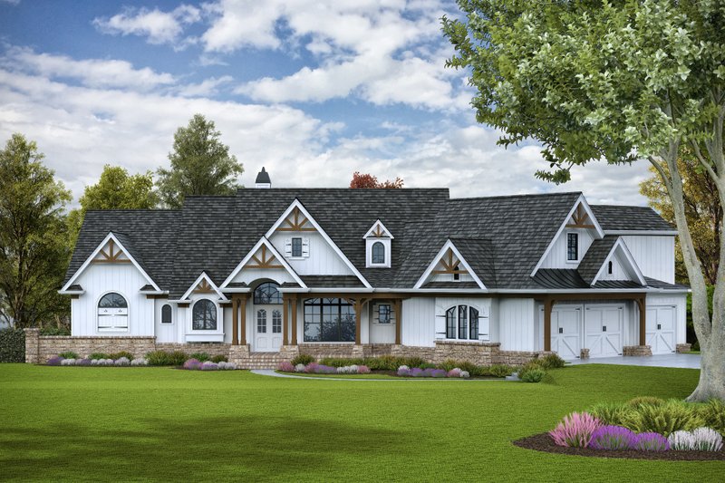 Architectural House Design - Ranch Exterior - Front Elevation Plan #54-477