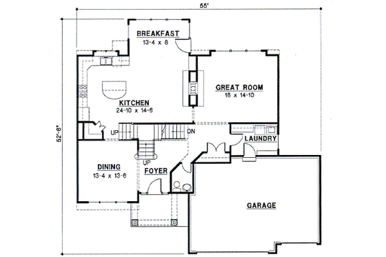 Floor Plan - Main Floor for European House Plan #67-554 - 4 bed, 3.5 bath