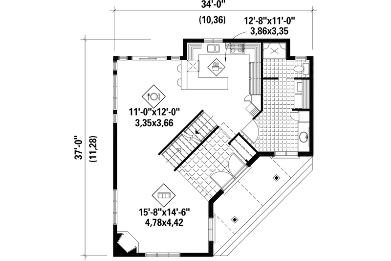 House Blueprint - Floor Plan - Main Floor for Country House Plan #25-4743 - 3 bed, 3 bath