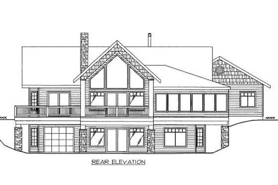 Exterior - Rear Elevation for Bungalow House Plan #117-747 - 3 bed, 2 bath