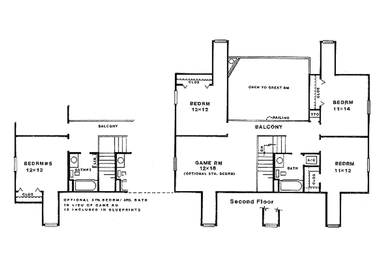 Home Plan - Floor Plan - Upper Floor for Country House Plan #14-206 - 4 bed, 2.5 bath