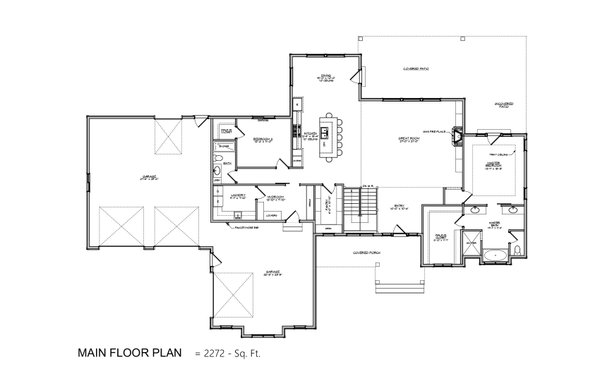House Blueprint - Ranch Floor Plan - Main Floor Plan #1084-2