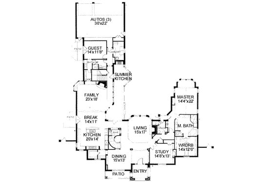 Floor Plan - Main Floor for European House Plan #141-164 - 5 bed, 4.5 bath