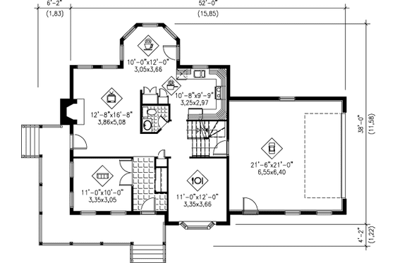 Floor Plan - Main Floor for Traditional House Plan #25-232 - 3 bed, 2.5 bath
