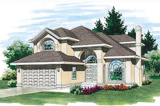 Exterior - Front Elevation for European House Plan #47-300 - 4 bed, 2.5 bath