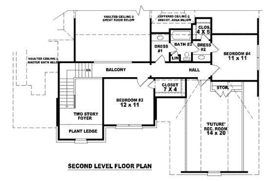 Floor Plan - Upper Floor for European House Plan #81-1004 - 4 bed, 3 bath