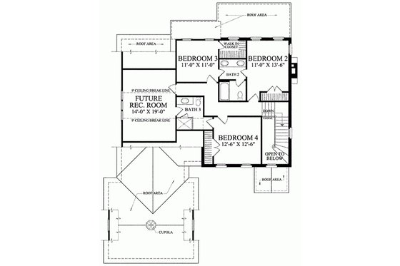 Floor Plan - Upper Floor for Colonial House Plan #137-187 - 4 bed, 3.5 bath