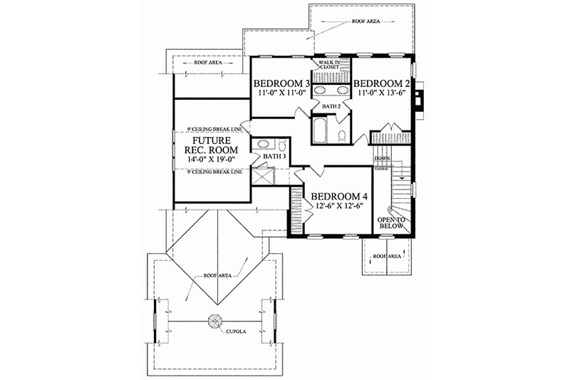 Home Plan - Floor Plan - Upper Floor for Colonial House Plan #137-187 - 4 bed, 3.5 bath