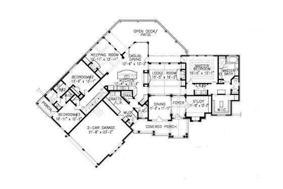 Floor Plan - Main Floor for Ranch House Plan #54-467 - 3 bed, 2.5 bath