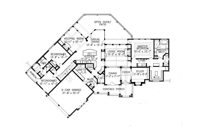 Home Plan - Floor Plan - Main Floor for Ranch House Plan #54-467 - 3 bed, 2.5 bath