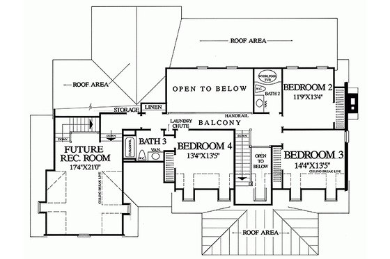 Floor Plan - Upper Floor for Country House Plan #137-175 - 4 bed, 3.5 bath