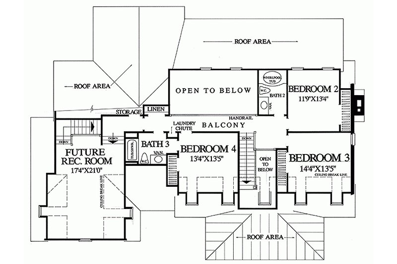 Home Plan - Floor Plan - Upper Floor for Country House Plan #137-175 - 4 bed, 3.5 bath