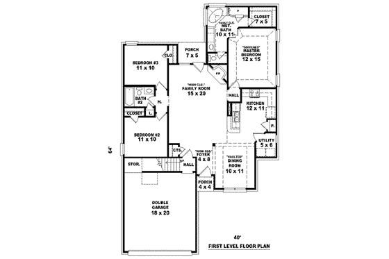 Floor Plan - Main Floor for European House Plan #81-1431 - 3 bed, 2 bath