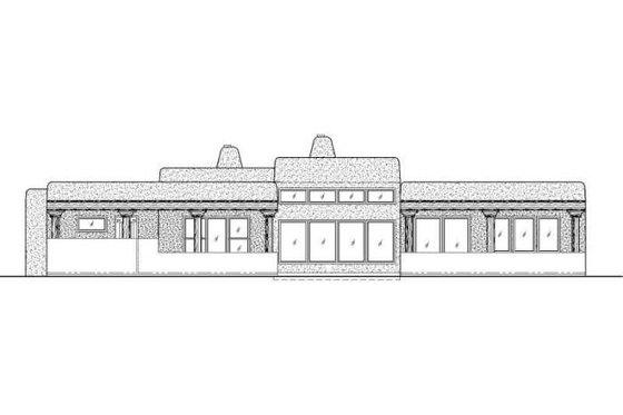 Exterior - Rear Elevation for Adobe / Southwestern House Plan #24-281 - 3 bed, 2.5 bath