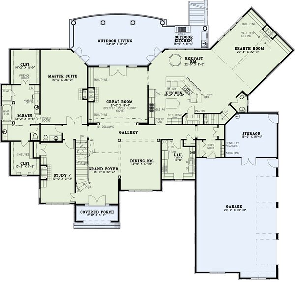Home Plan - Traditional Floor Plan - Main Floor Plan #17-3365