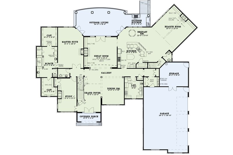 Dream House Plan - Floor Plan - Main Floor for Traditional House Plan #17-3365 - 6 bed, 5 bath