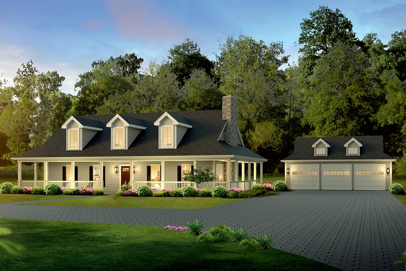 Country Style House Plan - 3 Beds 3 Baths 2593 Sq/Ft Plan #57-641