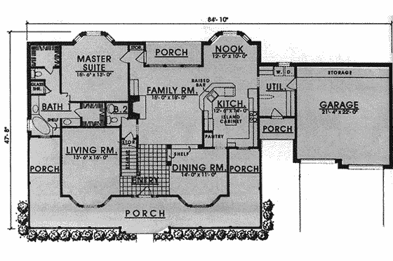 Floor Plan - Main Floor for Traditional House Plan #40-151 - 4 bed, 3.5 bath
