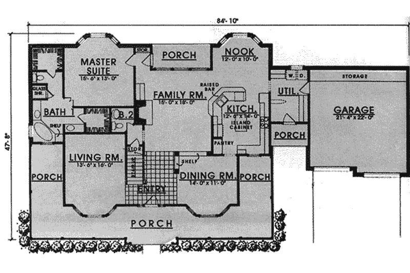 House Plan Design - Floor Plan - Main Floor for Traditional House Plan #40-151 - 4 bed, 3.5 bath