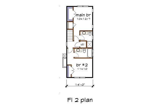 Floor Plan - Upper Floor for Craftsman House Plan #79-278 - 2 bed, 2.5 bath